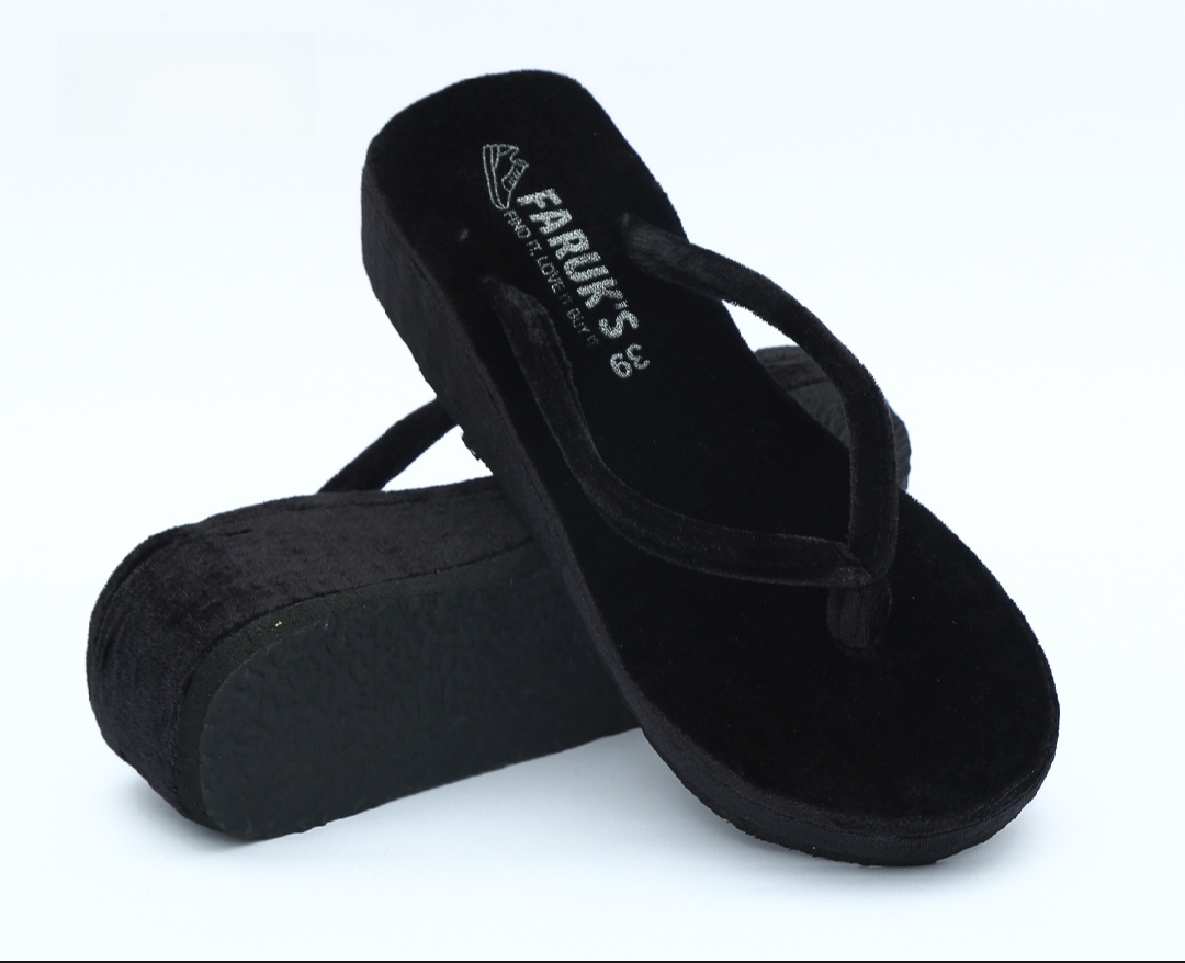 Girls Velvet Lifestyle Heels. Black Shining Attractive Formal Sandals. - Shoe For Women